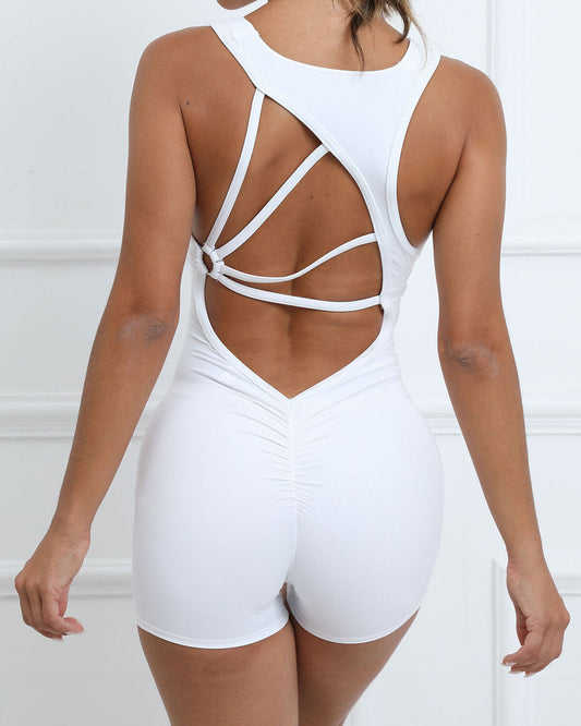 ARIA - Grid Jumpsuit - White