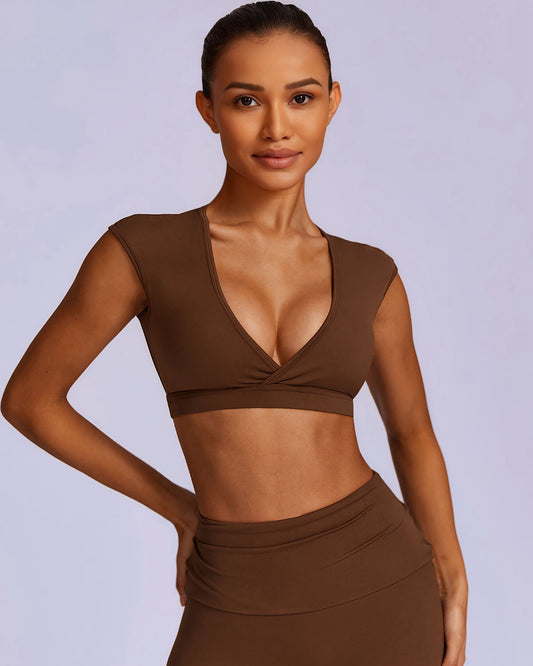 CAMILLA - V Top - Dark Brown