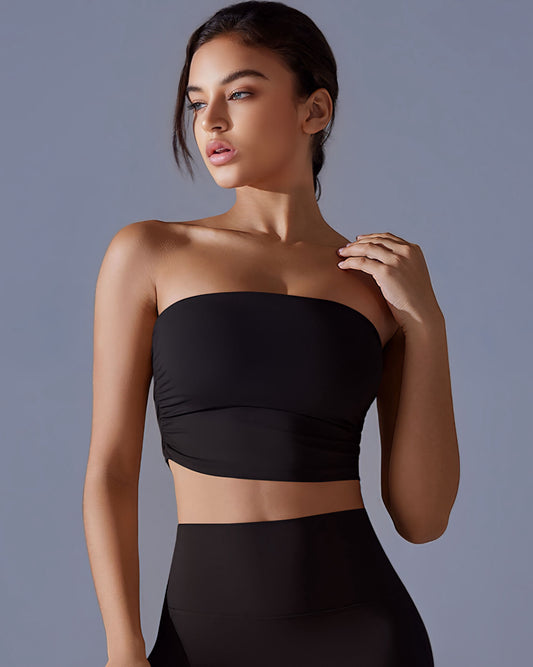 MARTINA - Bandeau Crop Top - Black